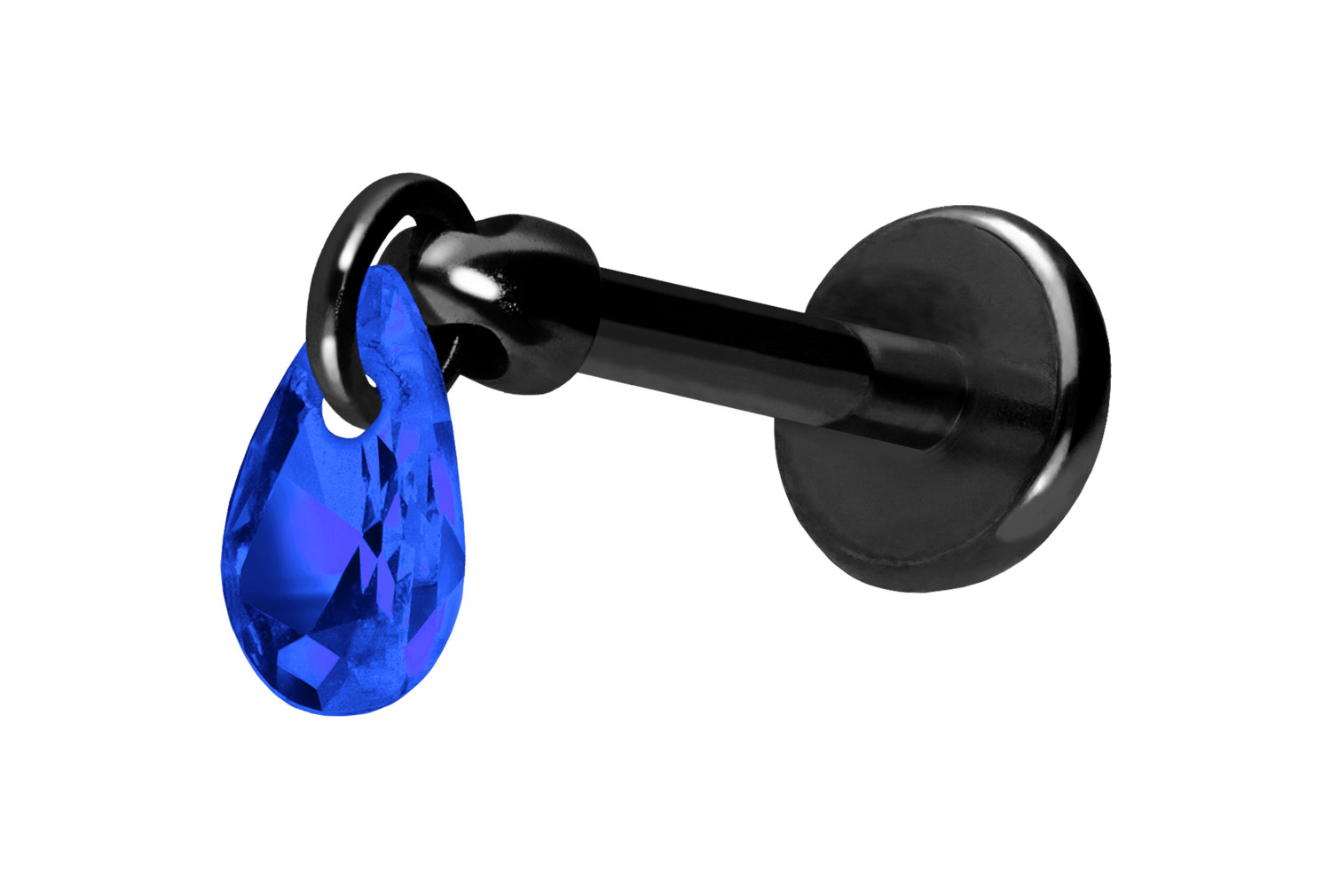 Titan Labret Piercing mit Push Fit KRISTALLTROPFEN